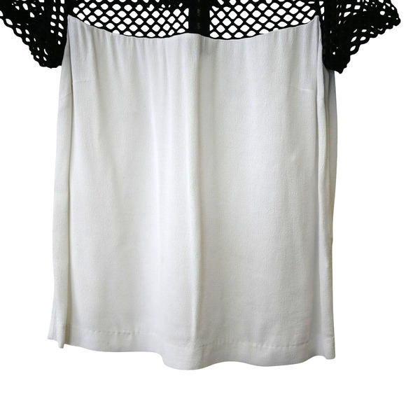 Maje Blouse Size 1 US Small White Back Net Neckline Short Sleeve Top - Picture 3 of 7